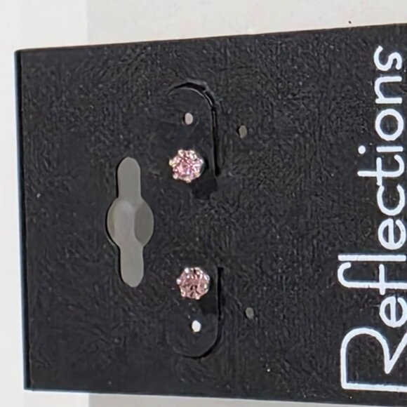 Tiny Pink Crystal Stud Earrings. Great for babies first pair. - Picture 8 of 13